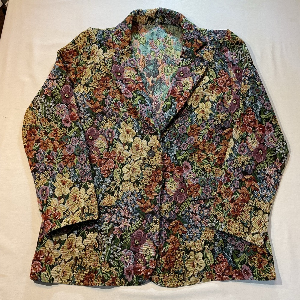Lishly Floral Blazer, Beautiful Color Multi Color Size Medium US 6 Vintage Retro